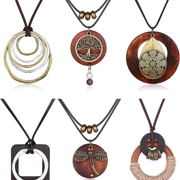 Jewelry - Pendant Necklaces for Women Wood Y Necklace Handmade Fashion Jewelry